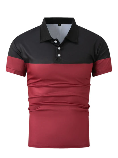 Lässiges Herren-Poloshirt mit digitalem Farbpatch-Druck und Reißverschluss am Kragen – ideal für den Sommer.
