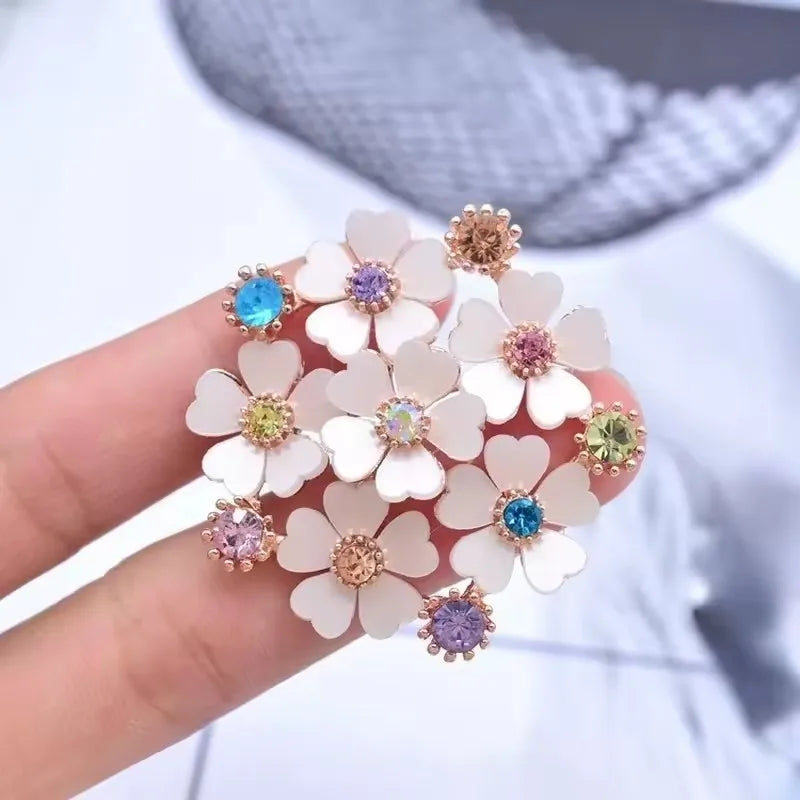 Brosche Blume Emaille Strass Anstecknadel vielseitig Damen