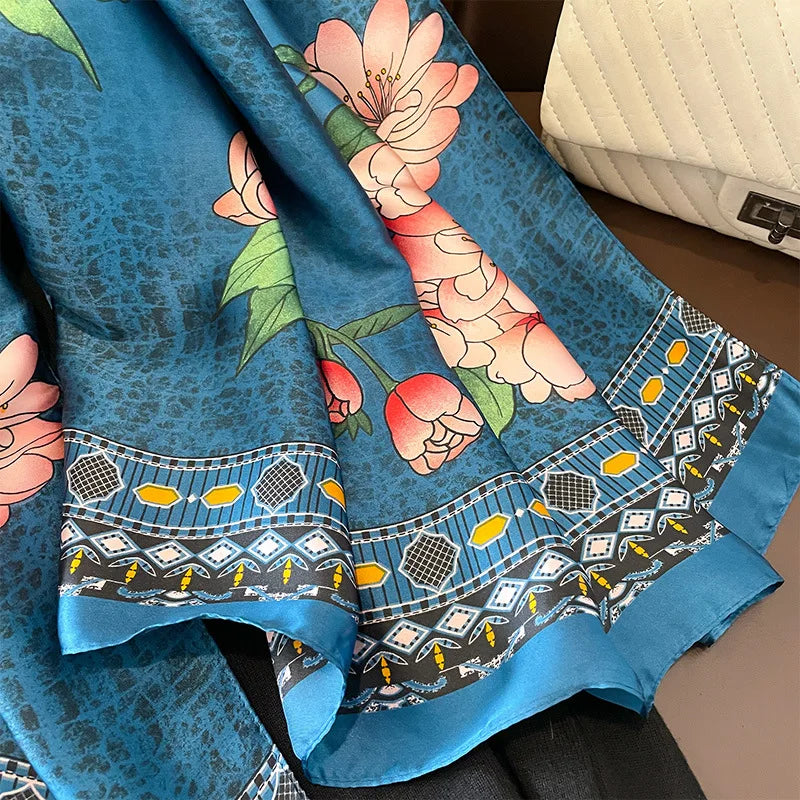 Damen Seidenschal groß Sommer Strand Hijab Turban Foulard Bandana Sonnenschutz