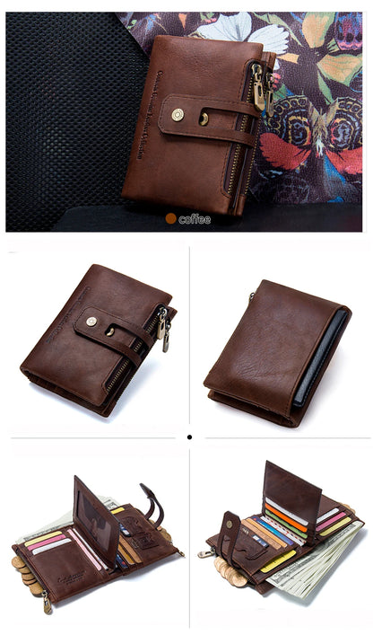 Damen Echtleder Geldbörse Bifold Vintage Kartenhalter Münzfach Geldclip