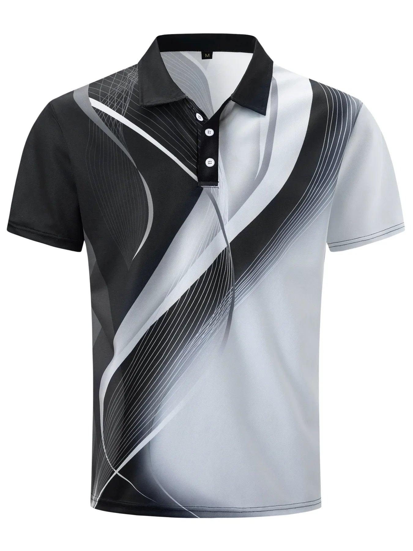 Kurzärmeliges Herren-Poloshirt mit Stehkragen und Ananas-Karomuster – lässiges Freizeithemd
