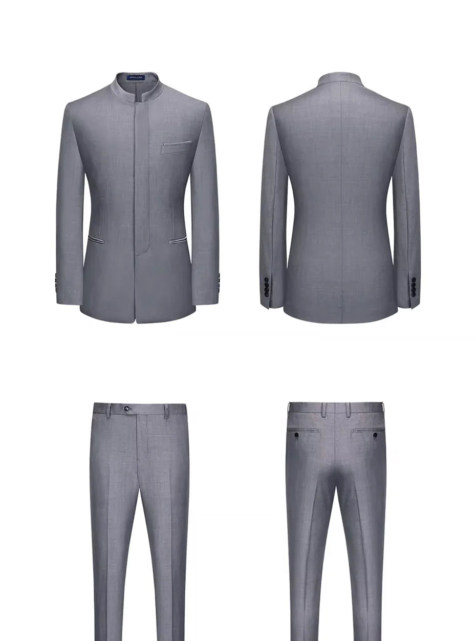Hochwertiger Herrenanzug aus Wolle und Seide in Tiefblau – Slim Fit für formelle Anlässe und Hochzeiten