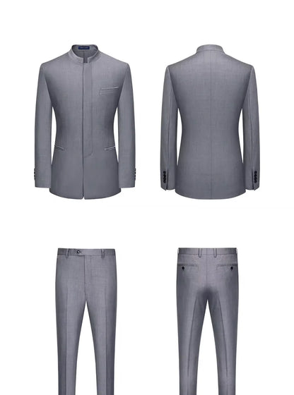 Hochwertiger Herrenanzug aus Wolle und Seide in Tiefblau – Slim Fit für formelle Anlässe und Hochzeiten