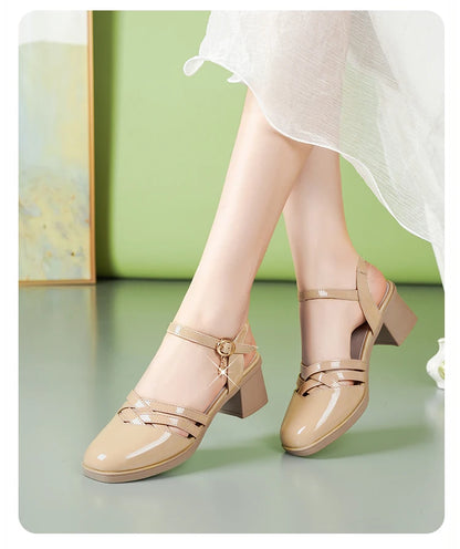AIYUQI Gladiator-Sandalen, Sommer 2022, neue Damen-Sandalen aus echtem Leder, geschlossene Zehen, große modische Sandalen für Damen