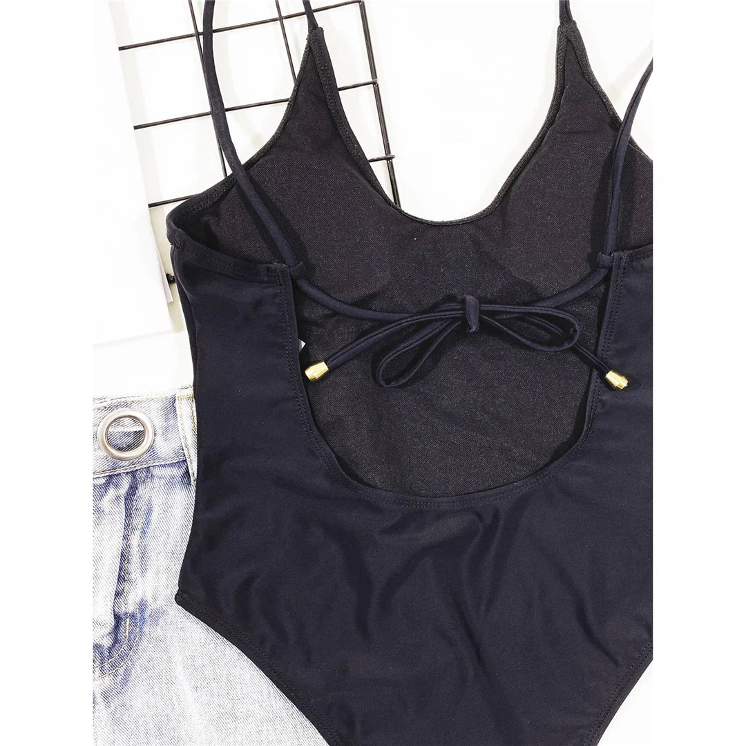 Damen Badeanzug Leopard rückenfrei Monokini hoher Beinausschnitt gepolstert