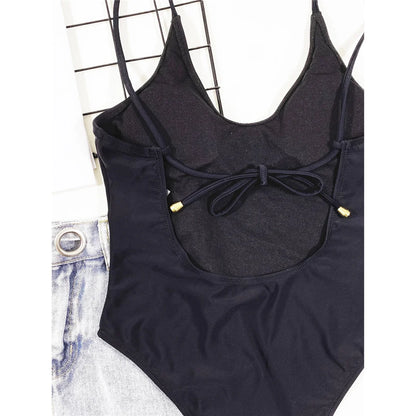 Damen Badeanzug Leopard rückenfrei Monokini hoher Beinausschnitt gepolstert