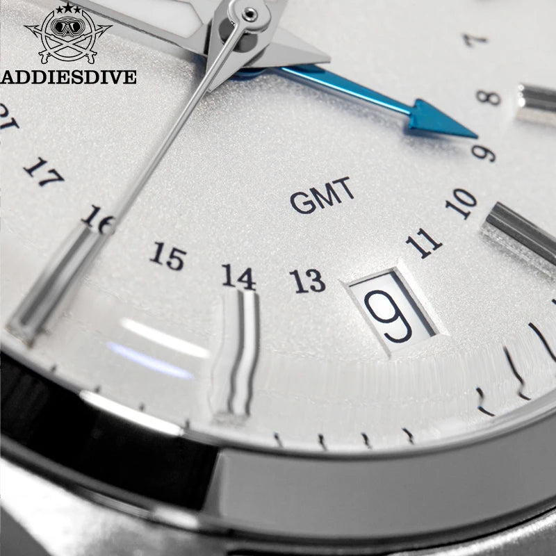 Herren-GMT-Quarzuhr mit Ronda-Werk und Bubble-Glas