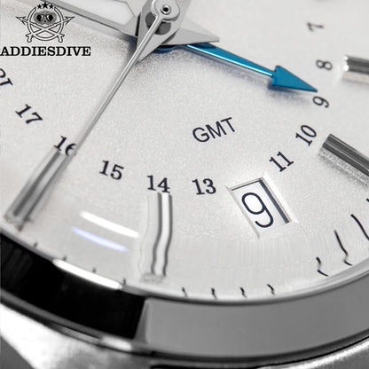 Herren-GMT-Quarzuhr mit Ronda-Werk und Bubble-Glas