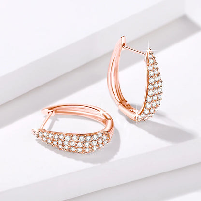 Damen-U-Form-Hoop-Ohrringe aus Silber 925, vergoldet mit 18K Gelbgold, Moissanite mit Zertifikat