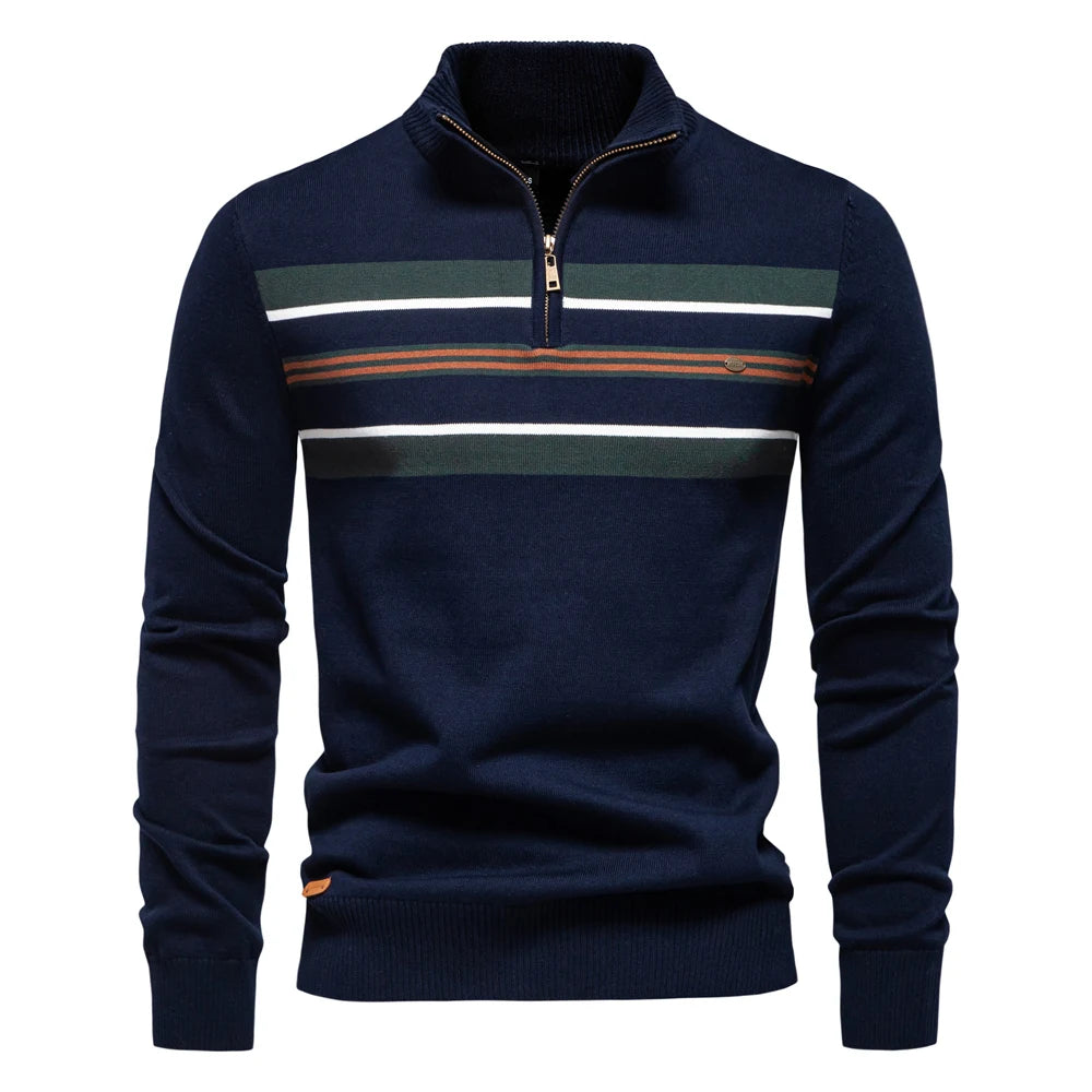 Herren Pullover aus Baumwolle mit Stehkragen für lässige Business-Looks
