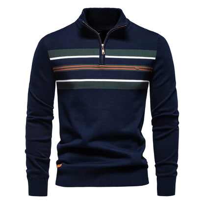Herren Pullover aus Baumwolle mit Stehkragen für lässige Business-Looks