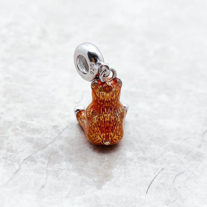 Bär-Charm-Anhänger aus 925 Sterlingsilber, Rückseite/Ansicht mit runder Öse
