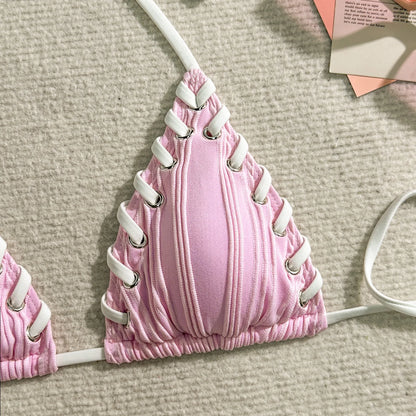 Sommerliches kariertes Bikini-Set mit Push-up-Effekt – verführerische Bademode für den Strand und Pool