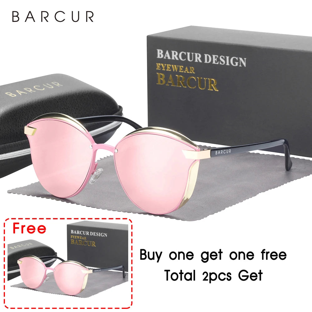 Damen-Sonnenbrille rund Katze Farbverlauf polarisiert UV400 B