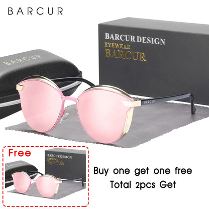 Damen-Sonnenbrille rund Katze Farbverlauf polarisiert UV400 B