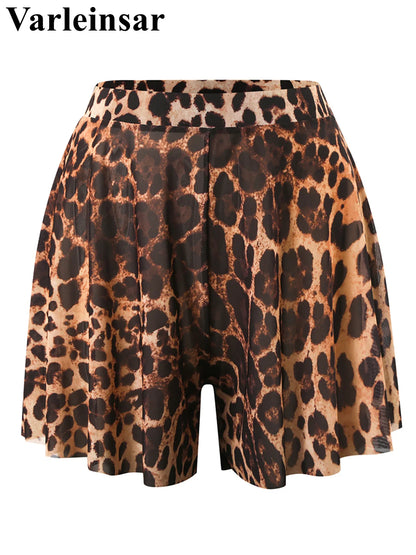 Damen-Badeanzug Leopard Langarm Shorts Set gepolstert einteilig