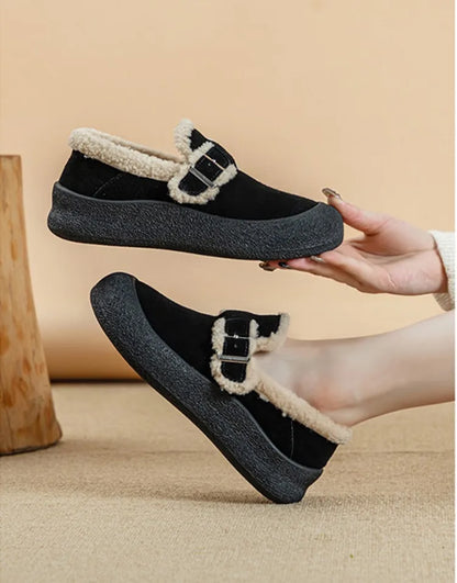 AIYUQI Women Sneakers Winter 2024 New Velvet Genuine Leather Beanie Shoes Women Flat Large Size Women Casual Shoes