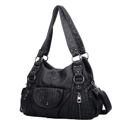 Damen-Hobo-Tasche aus Vintage-Leder mit verstellbarem Tragegurt und Mehrfachtaschen