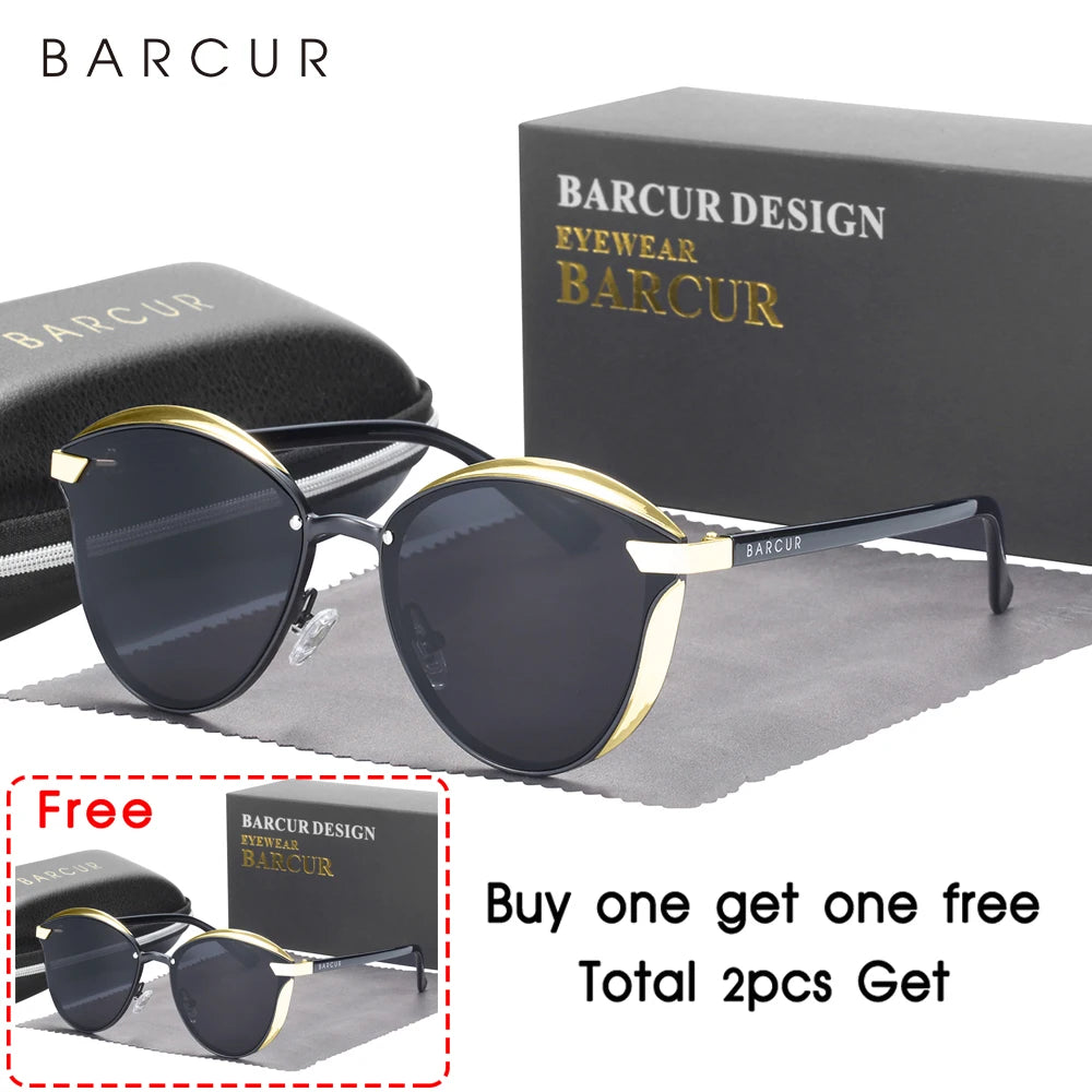 Damen-Sonnenbrille rund Katze Farbverlauf polarisiert UV400 B