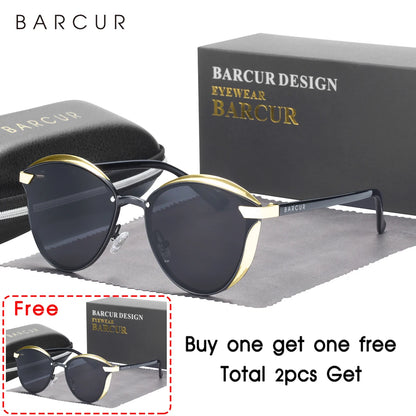 Damen-Sonnenbrille rund Katze Farbverlauf polarisiert UV400 D