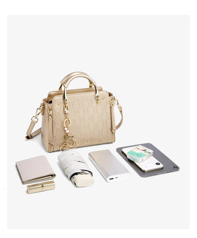 Damen Schultertasche Aus Rindsleder Mit Elegantem Design
