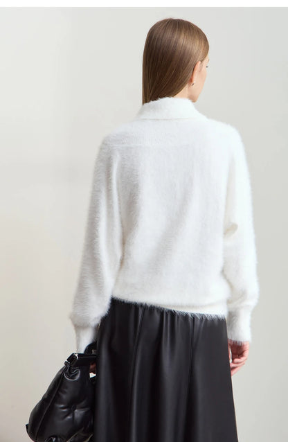 Damen-Rollkragenpullover locker Fledermausärmel Winter