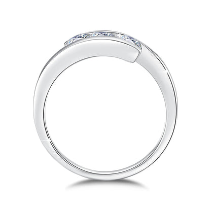 Damen-Ring aus Sterlingsilber 925 Mit Moissanit-Dreistein Und Zertifikat Verlobungs-Schmuck