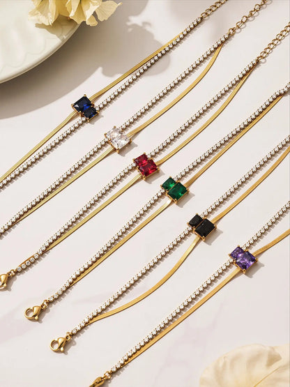 Damen-Armband Baguette-Zirkonia Doppelschicht