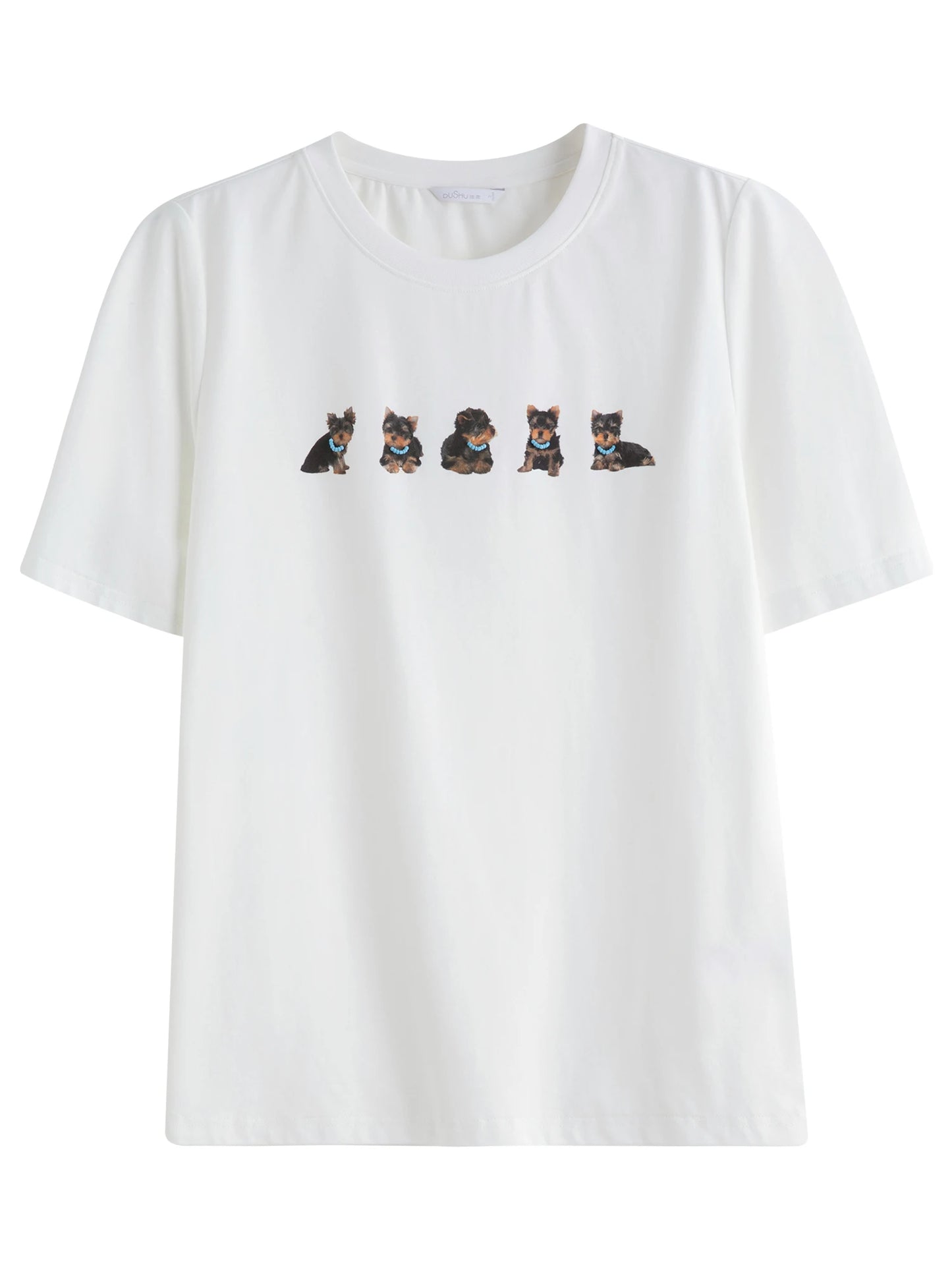 Zweiteiliges Damen-Shirt-Set mit Puffärmeln und Rundhalsausschnitt – ideal für den Sommer