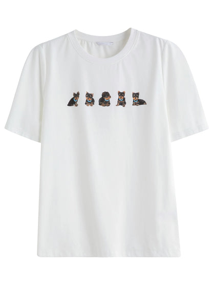 Zweiteiliges Damen-Shirt-Set mit Puffärmeln und Rundhalsausschnitt – ideal für den Sommer