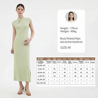 Elegantes Damen Strickkleid Mit Bequemem Stretch Und Chinesischem Stil