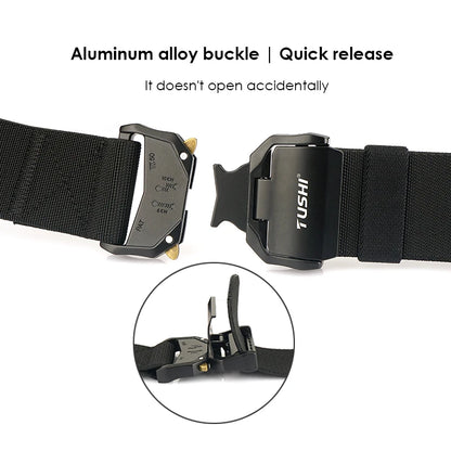 VATLY Breiter Elastik-Gürtel Herren 5 cm Aluminium-Schnellverschluss Militär-Stil