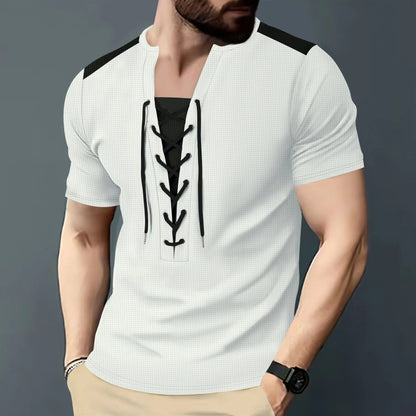 Kurzärmeliges Herren-Sommer-T-Shirt mit lockeren Streifen – vielseitiges, trendiges Oberteil für Paare