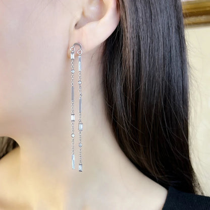 Damen-Ohrtropfen Baguette lang glamourös Sommer aus Sterlingsilber