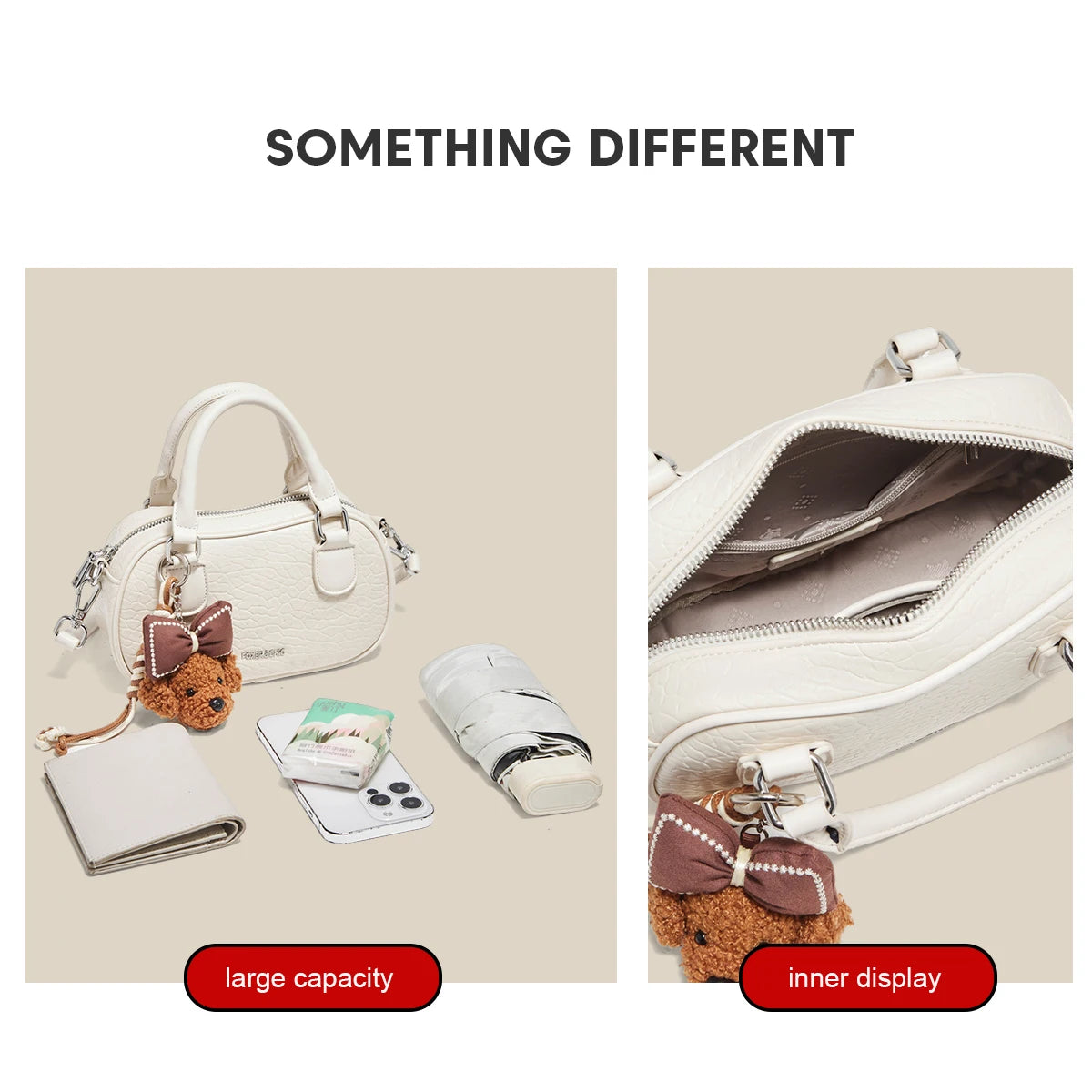 Damen Handtasche Aus Soft Leateh Im Boston Stil Mit Crossbody Anhänger