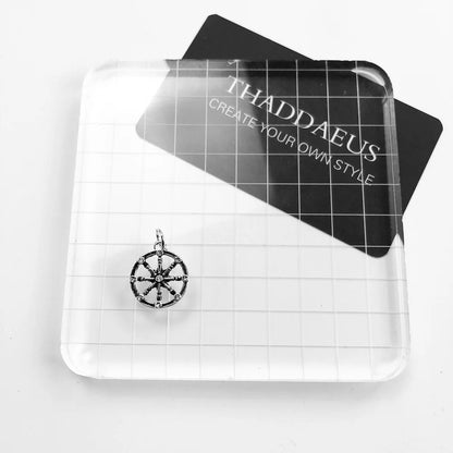 Damen-Anhänger kleines Karma-Rad Glück Vintage aus Sterlingsilber