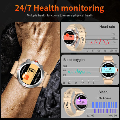 LIGE 2025 Neue männer Smartwatch Taschenlampe Herzfrequenz Blutdruck Gesundheit Überwachung Wasserdichte Intelligente Uhr Für Android IOS