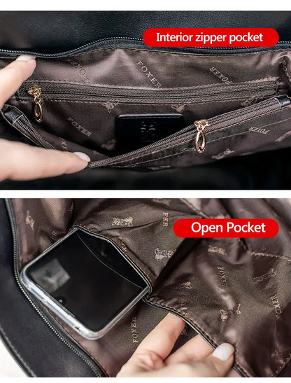 Damen Handtasche aus Rindsleder – Elegante Schultertasche mit Reißverschluss und großem Stauraum