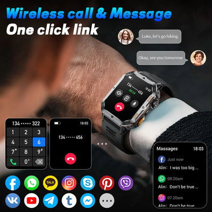 LIGE 2025 Neue Männer Smart Uhr 1000 mAh Batterie Outdoor Taschenlampe Fitness 100 + Sport 3ATM Wasserdicht BT Anruf 2,01 "Smartwatch