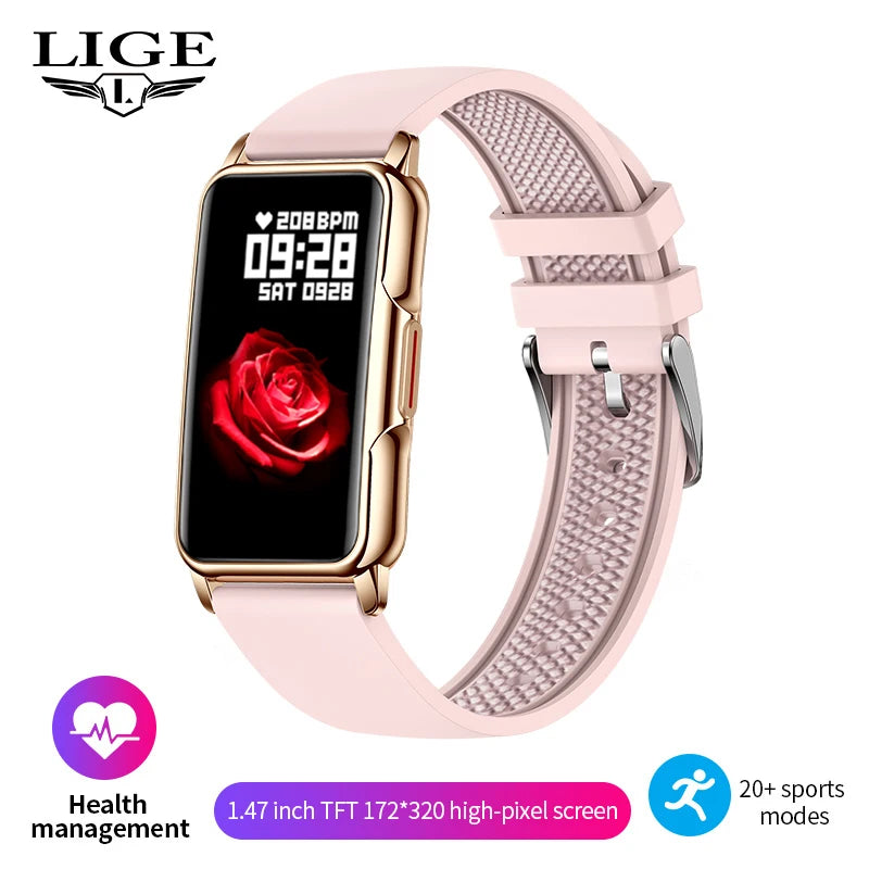 LIGE Mann Frauen 1,47 "Full Touch Screen BT Anruf Smart Uhr Musik Fitness Sport Armband Schlaf Monitor Mann Smartwatch männer 2025