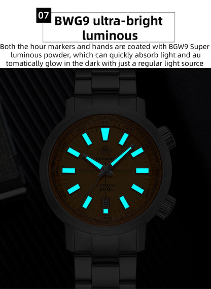 ADDIESDIVE Watch For Men Sapphire Crystal BGW9 Super Luminous AD2093 Japanese 8215 200M Waterproof Automatic Mechanical Watches