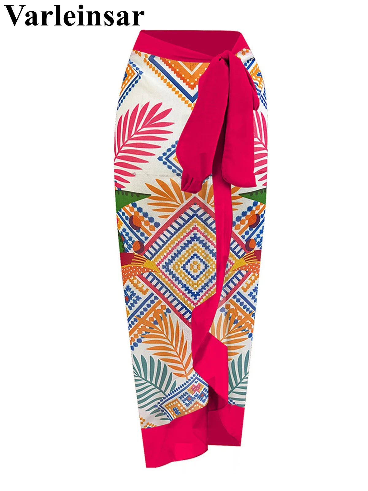 Damen-Badeanzug Print Langarm Sarong-Hose Set gepolstert
