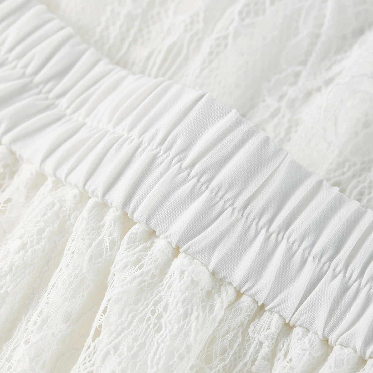 Damen A-Linie Rock aus Baumwolle mit eleganter Spitze und elastischer Taille