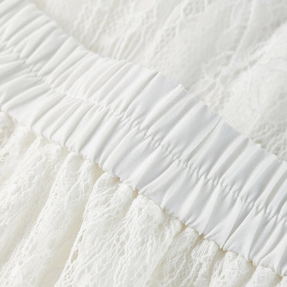 Damen A-Linie Rock aus Baumwolle mit eleganter Spitze und elastischer Taille