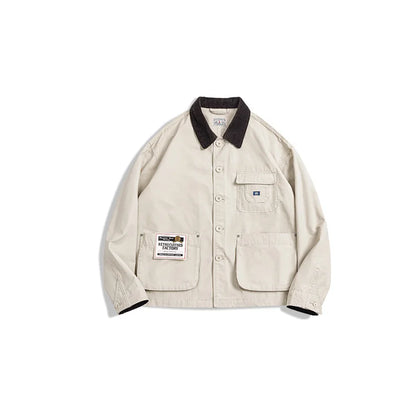 Herren Kurze Jacken Retro Jagd Revers Plus Size Outwear Frühling Herbst