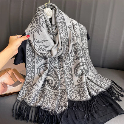 Damen Winterschal Kaschmir Pashmina Luxus Druck warm Stolen Foulard B