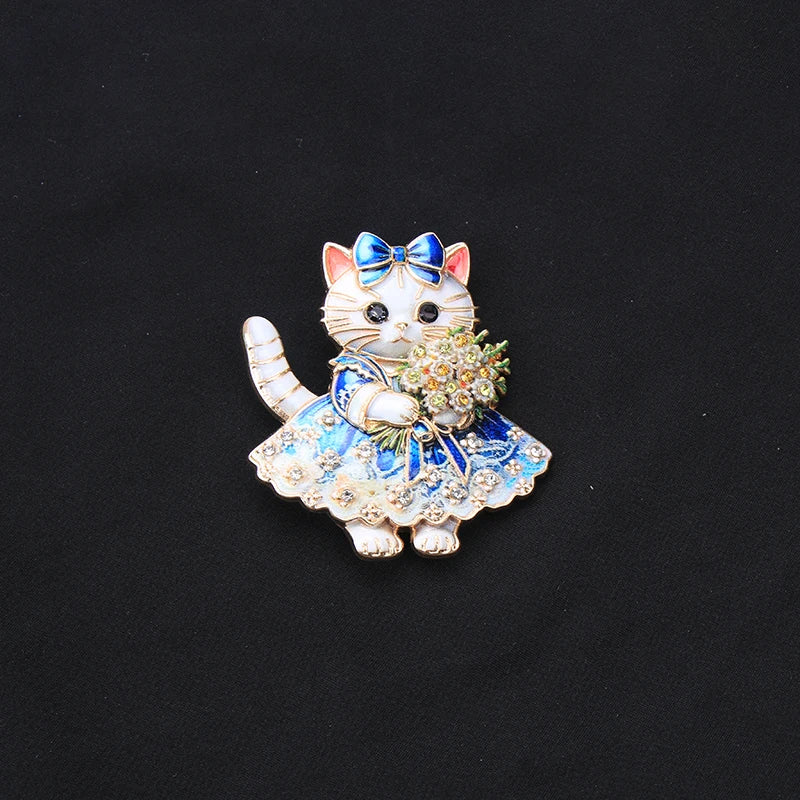 Brosche Tier Emaille Strass Katze Hummer Vogel Fuchs Anstecknadel Damen
