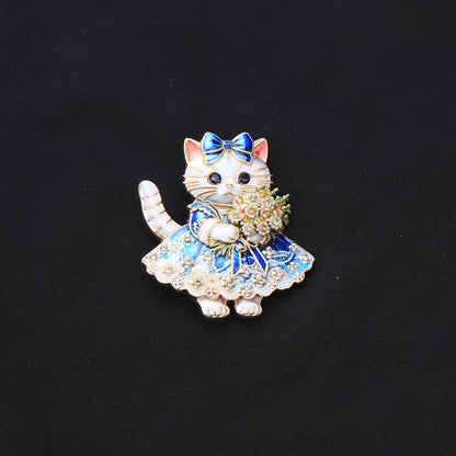 Brosche Tier Emaille Strass Katze Hummer Vogel Fuchs Anstecknadel Damen