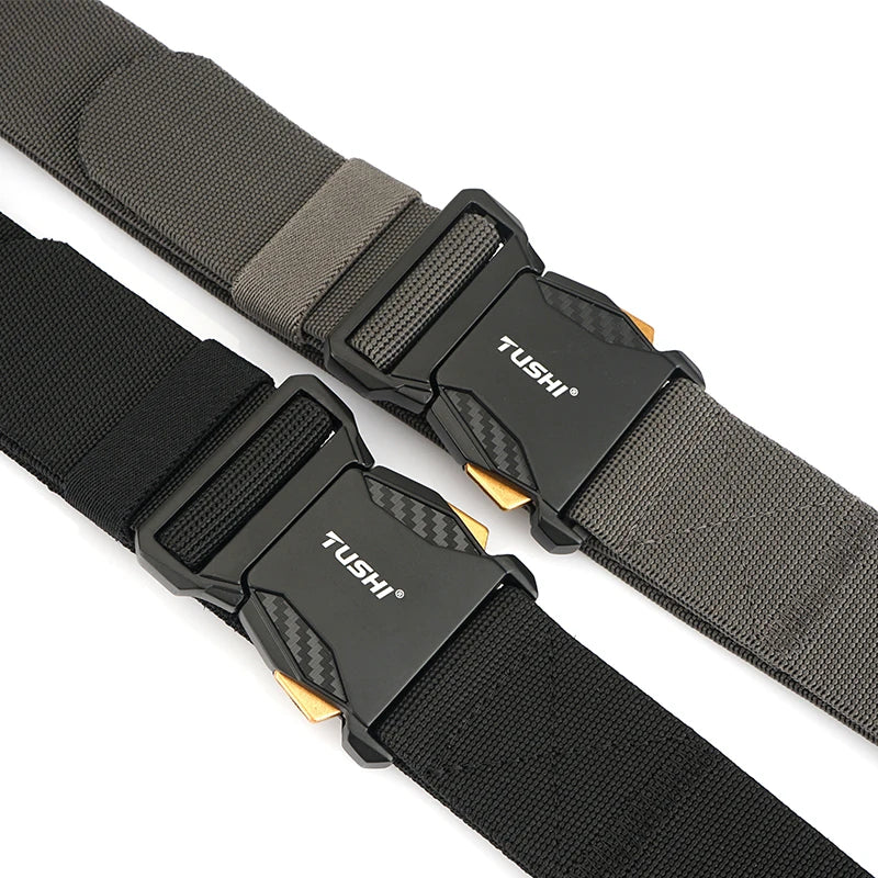 Herren-Taktischer Gürtel aus Nylon mit Elastikband für Outdoor Militärsport Schnellverschluss