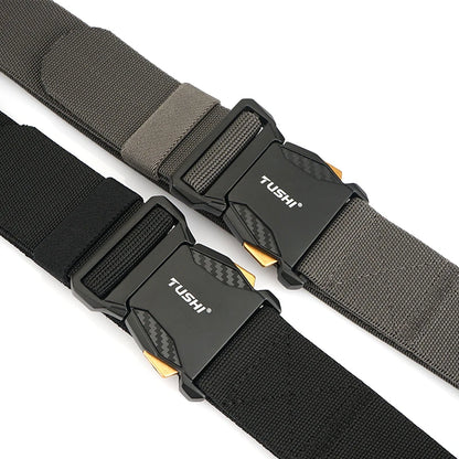 Herren-Taktischer Gürtel aus Nylon mit Elastikband für Outdoor Militärsport Schnellverschluss